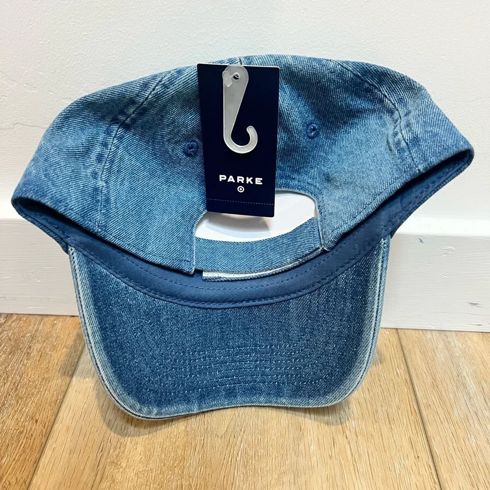 PARKE Target Denim Baseball Cap with Red Embroidered Logo - Picture 4 of 4